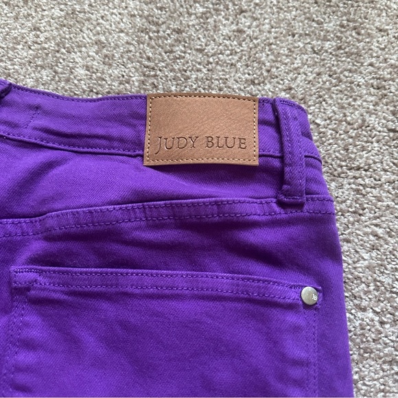 Judy Blue Violet Hi-Rise Tummy Control Purple Denim Shorts Womens Size XL Summer - Picture 12 of 16